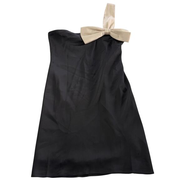Heartloom Dress Womens Small Black Garcia One Shoulder Bow Cocktail Party Lined - Picture 2 of 11